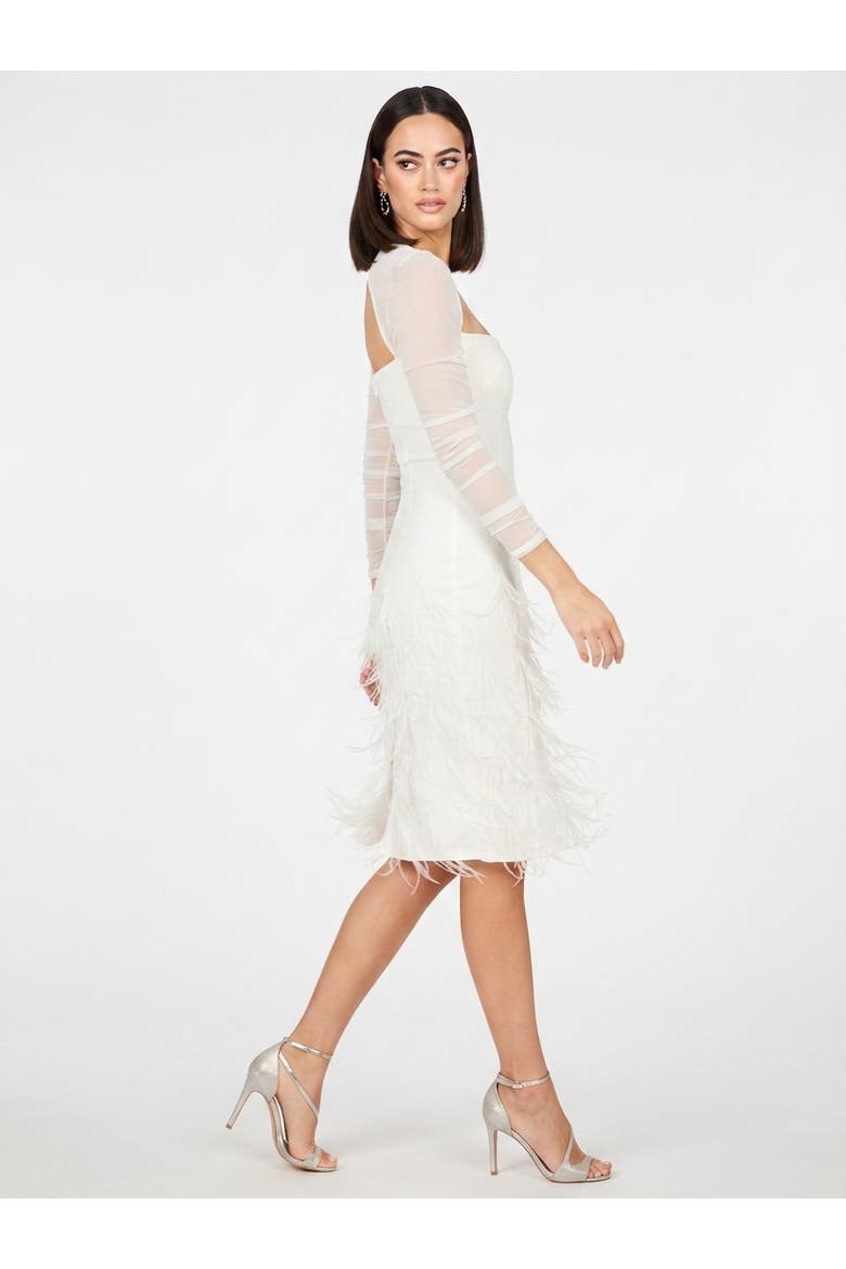 Beaded Faux-Wrap V-Neck Bridal Gown, Alternate, color, Ivory