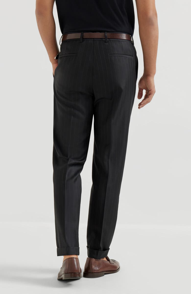 Brunello Cucinelli Chalk stripe trousers, Alternate, color, Black