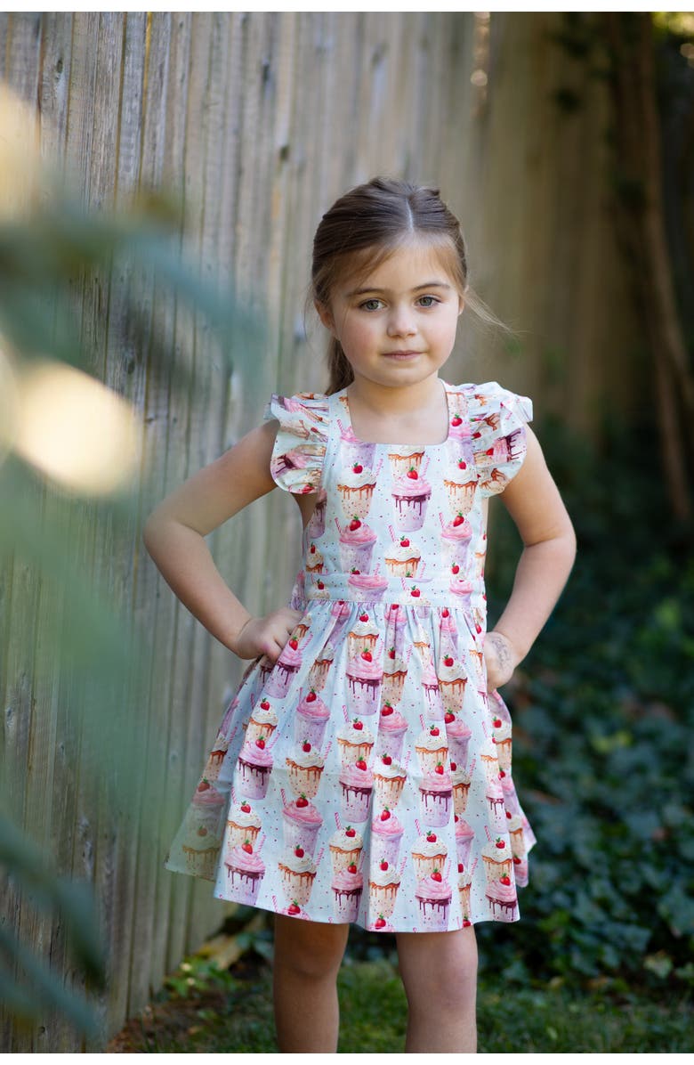 WORTHY THREADS Girls Ruffle Sleeve Dress, Alternate, color, Milkshakes