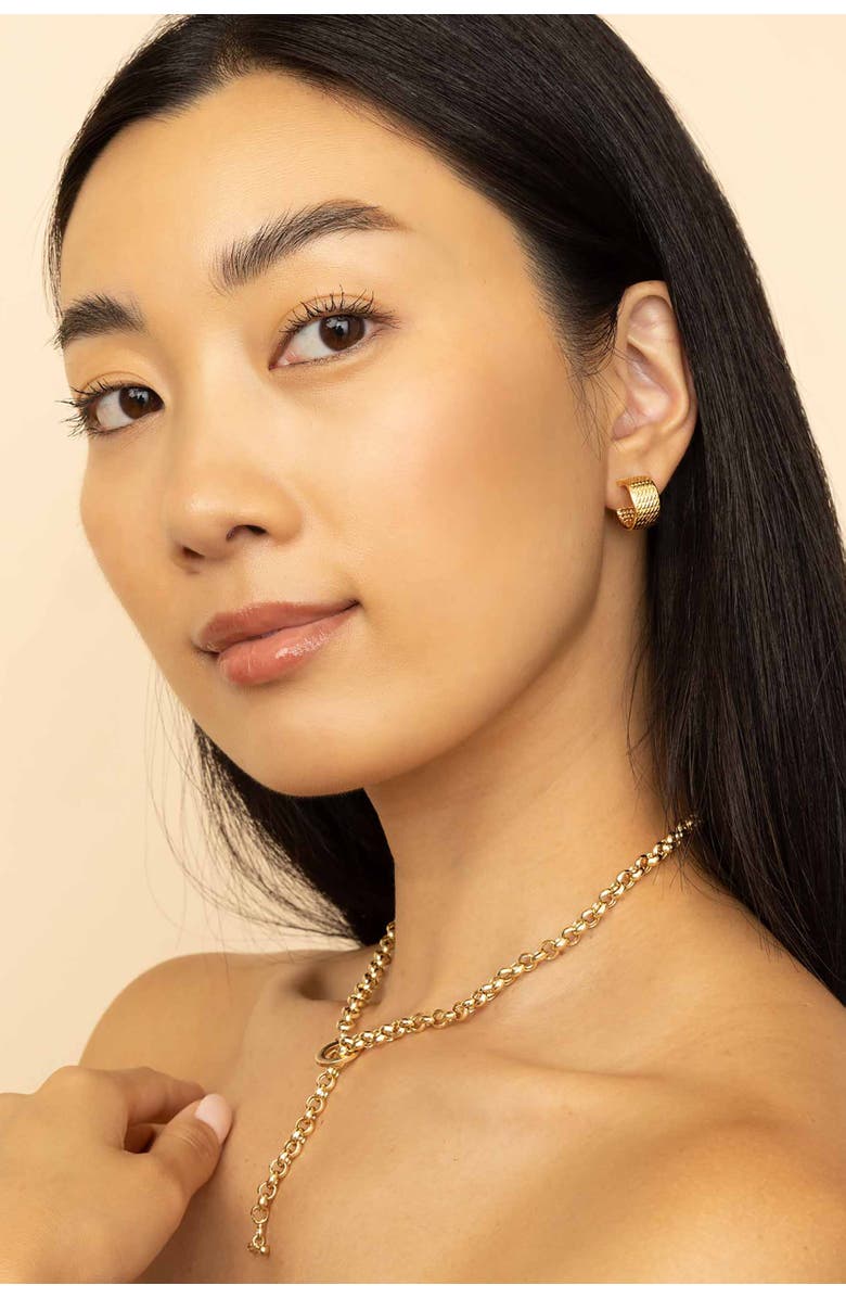 Oradina 14K Yellow Gold Moto Bold Hoops, Alternate, color, Yellow Gold