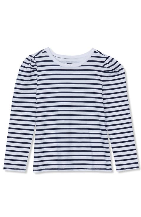 Girls Long Sleeve Graphic Tee With Puff Shoulder