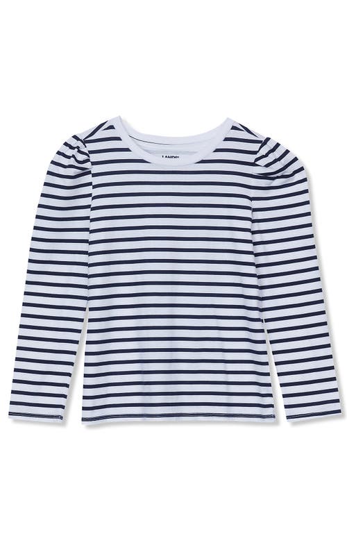 Lands' End Girls Long Sleeve Graphic Tee With Puff Shoulder In White