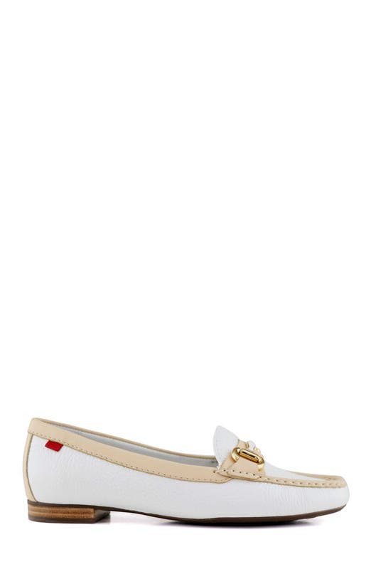 Marc Joseph New York Grand Street Leather Buckle Loafer, Alternate, color, White & Champagne Grainy