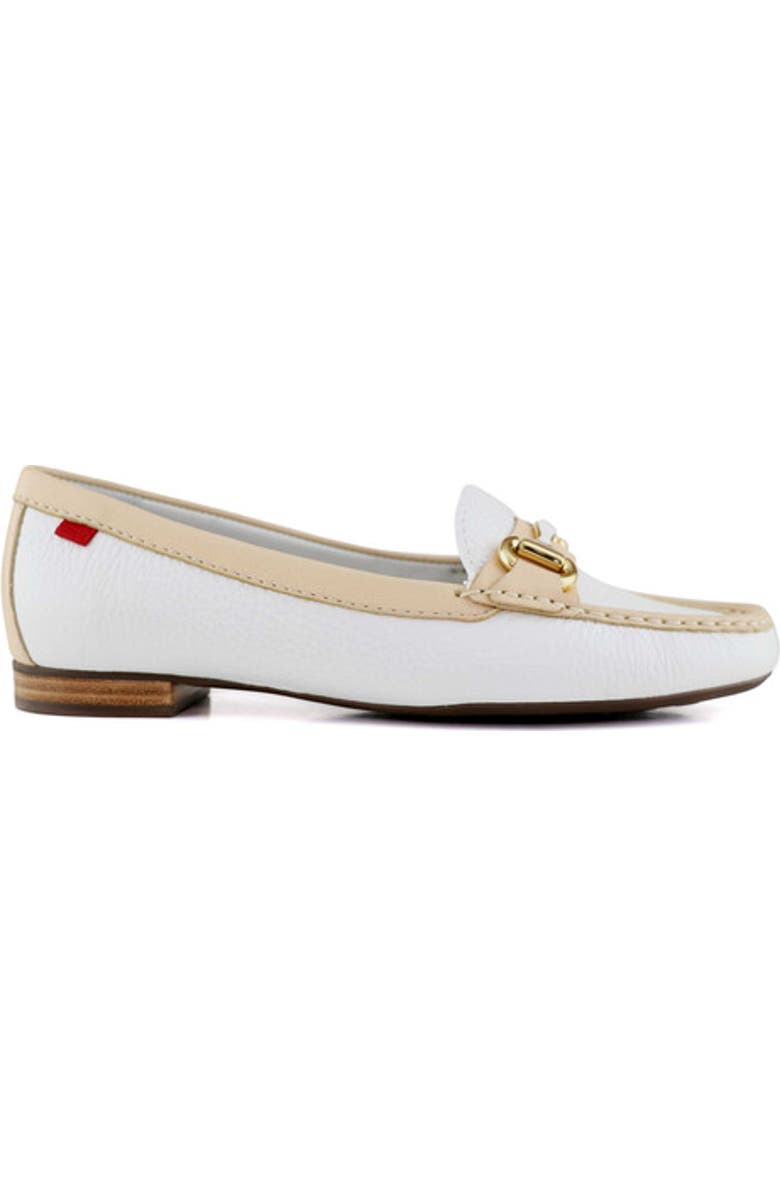 Marc Joseph New York Grand Street Leather Buckle Loafer, Alternate, color, White & Champagne Grainy