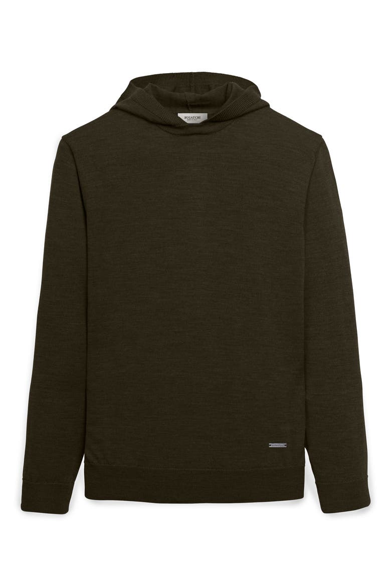 Merino Wool Hooded Sweater, Alternate, color, FOREST
