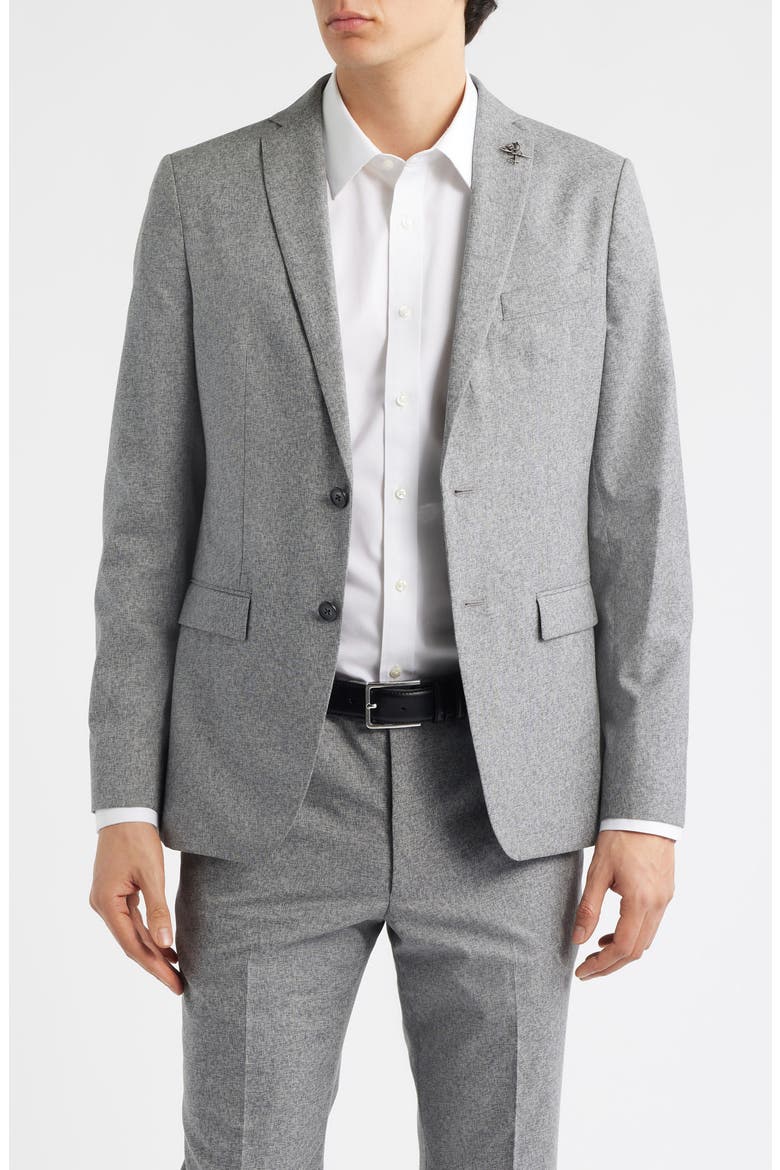 Varick Slim Fit Grey Mélange Wool & Cotton Blend Suit, Alternate, color, GREY