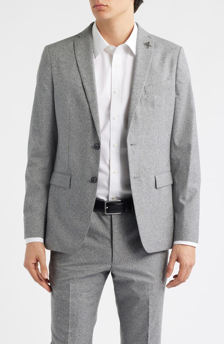 John Varvatos Star USA Varick Slim Fit Grey Mélange Wool & Cotton Blend Suit, Alternate, color, Grey