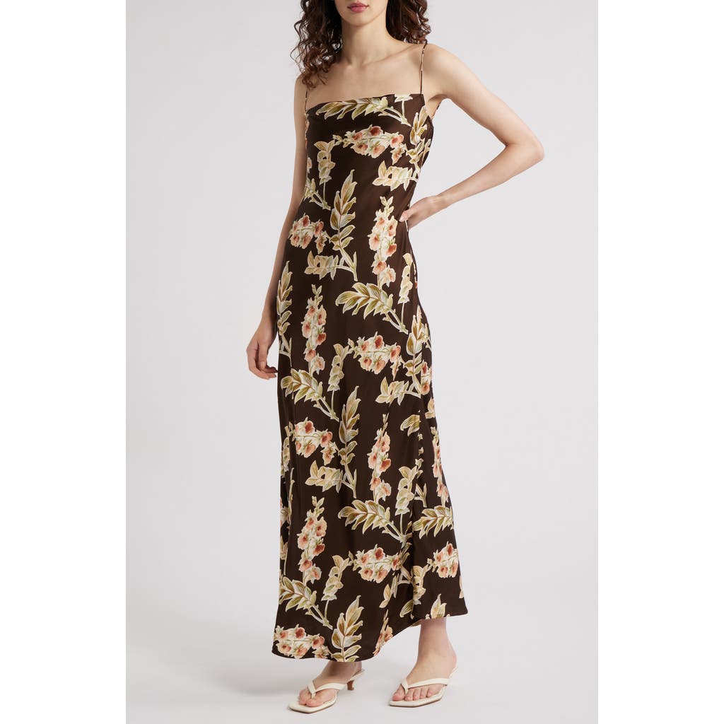 Faithfull The Brand Yolaine Floral Maxi Sundress In Jardin Floral - Chocolate