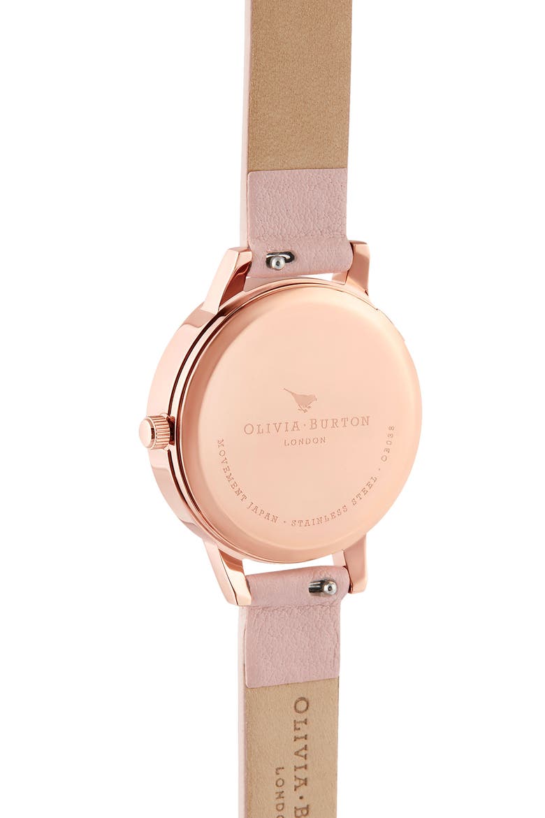 Sunlight Florals Leather Strap Watch, 30mm, Alternate, color, PINK/ FLORAL/ ROSE GOLD