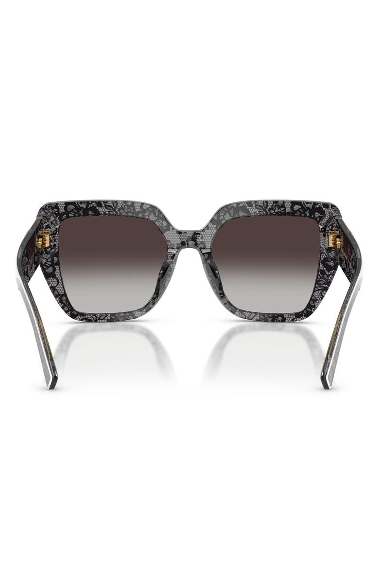 Dolce&Gabbana 54mm Square Sunglasses, Alternate, color, Print Black Lace / Grey