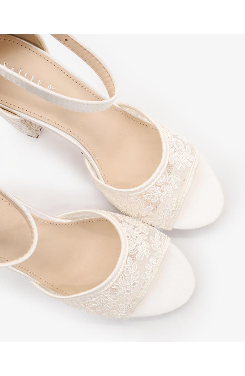 Kailee P Faith Crochet Lace Block Heel Sandals with Ankle Strap, Alternate, color, White