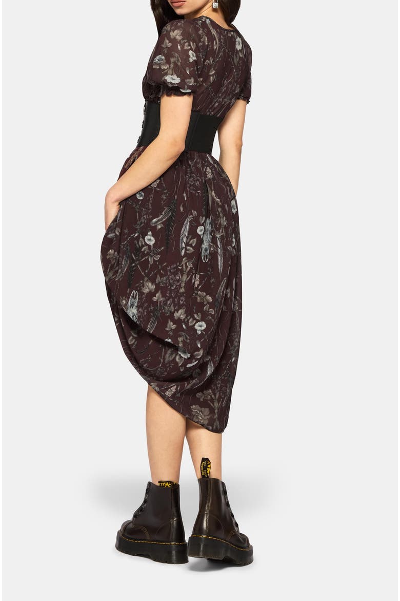 Dusha Garden Print Chiffon Midi Dress, Alternate, color, Red