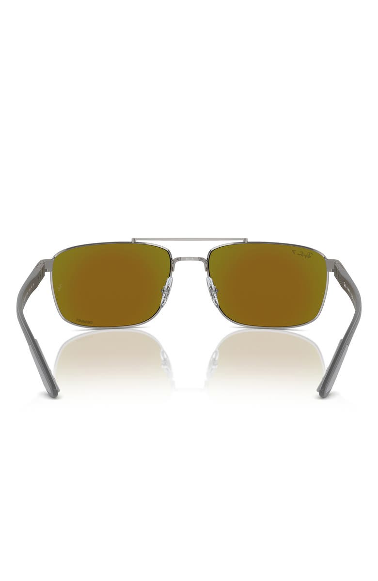 Ray-Ban 60mm Polarized Rectangular Sunglasses, Alternate, color, Blue Green