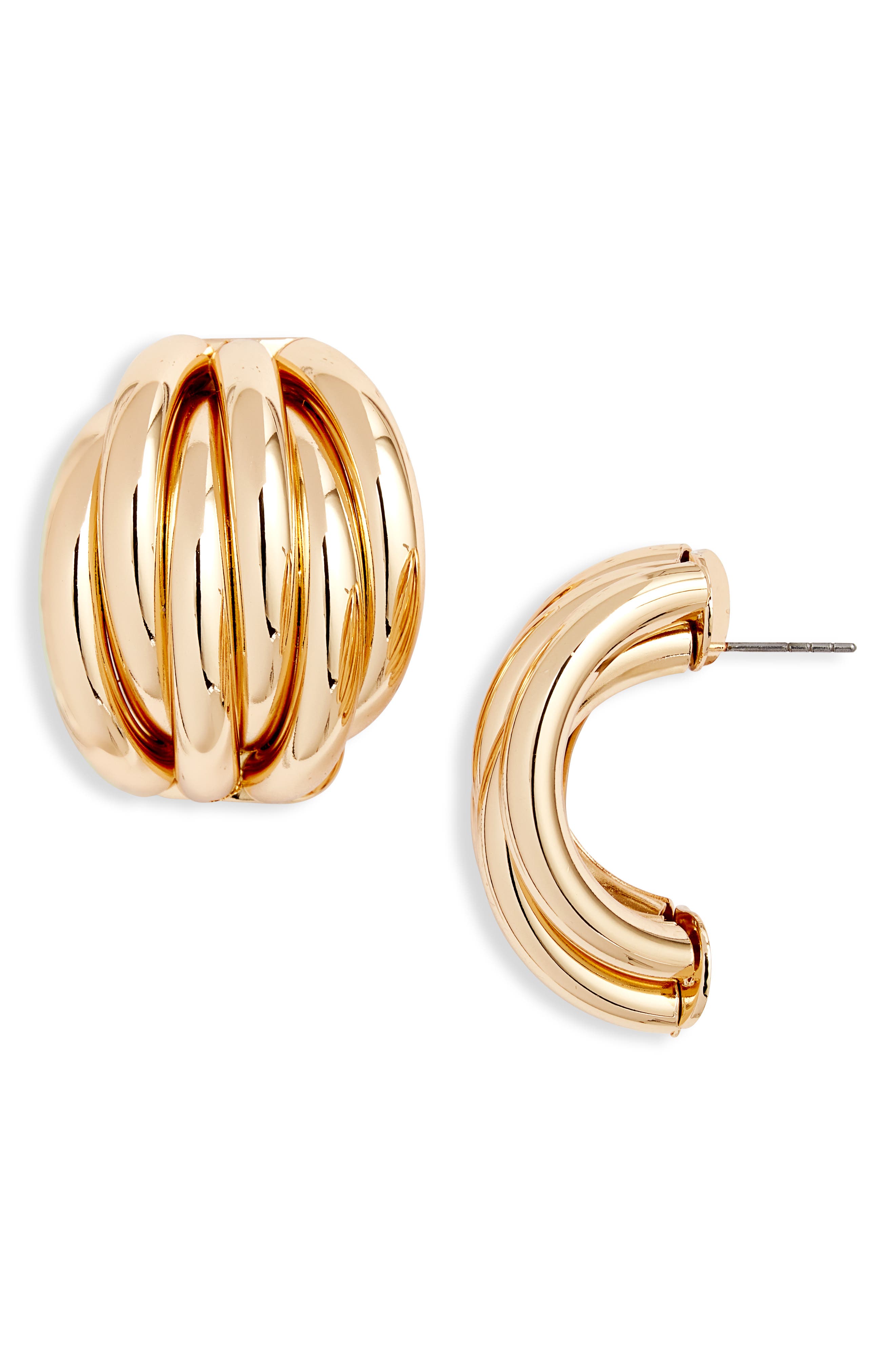 Open Edit Ridge Hoop Earrings in Gold at Nordstrom