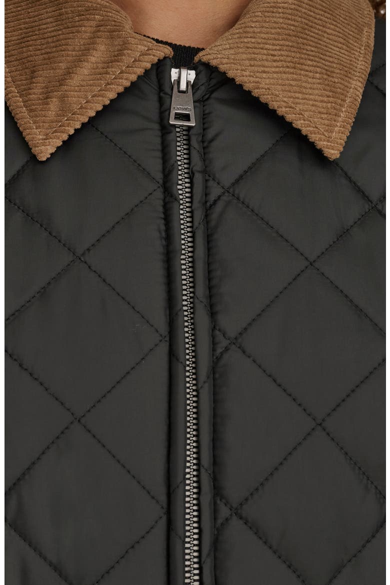 Diamond Quilted Water Resistant Corduroy Collar Jacket, Alternate, color, BLACK
