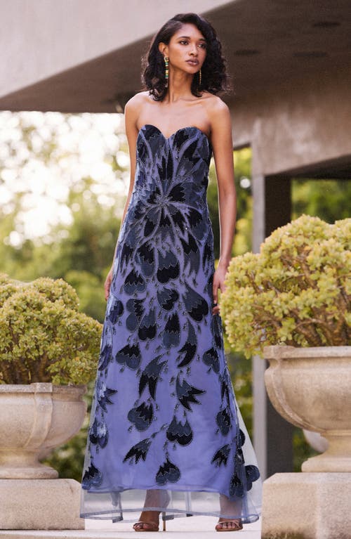 Helsi Sasha Velvet Trim Strapless Gown In Black