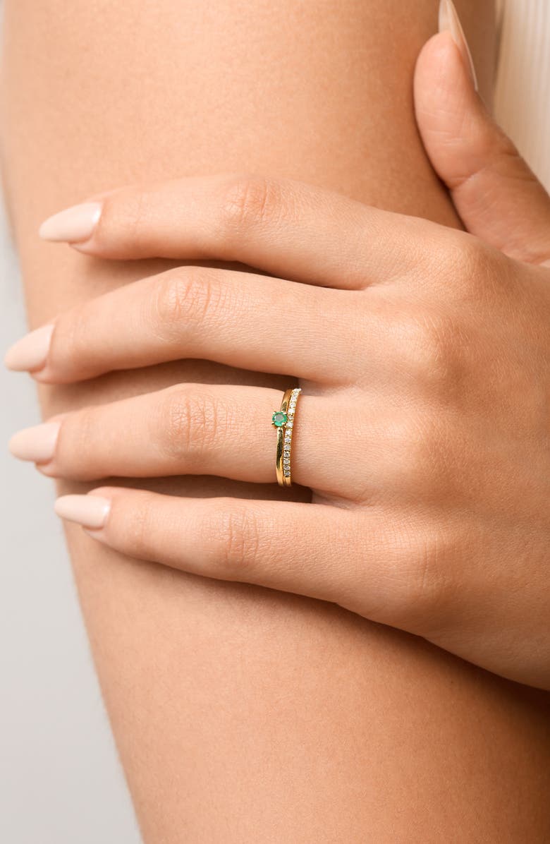Bony Levy El Mar 18K Yellow Gold Emerald & Diamond Stackable Ring, Alternate, color, 18K Yellow Gold Emerald