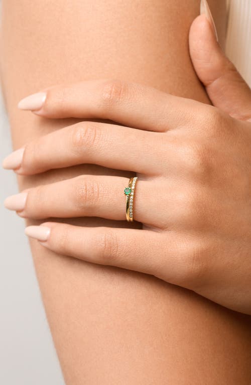 Bony Levy El Mar 18k Yellow Gold Emerald & Diamond Stackable Ring In Green