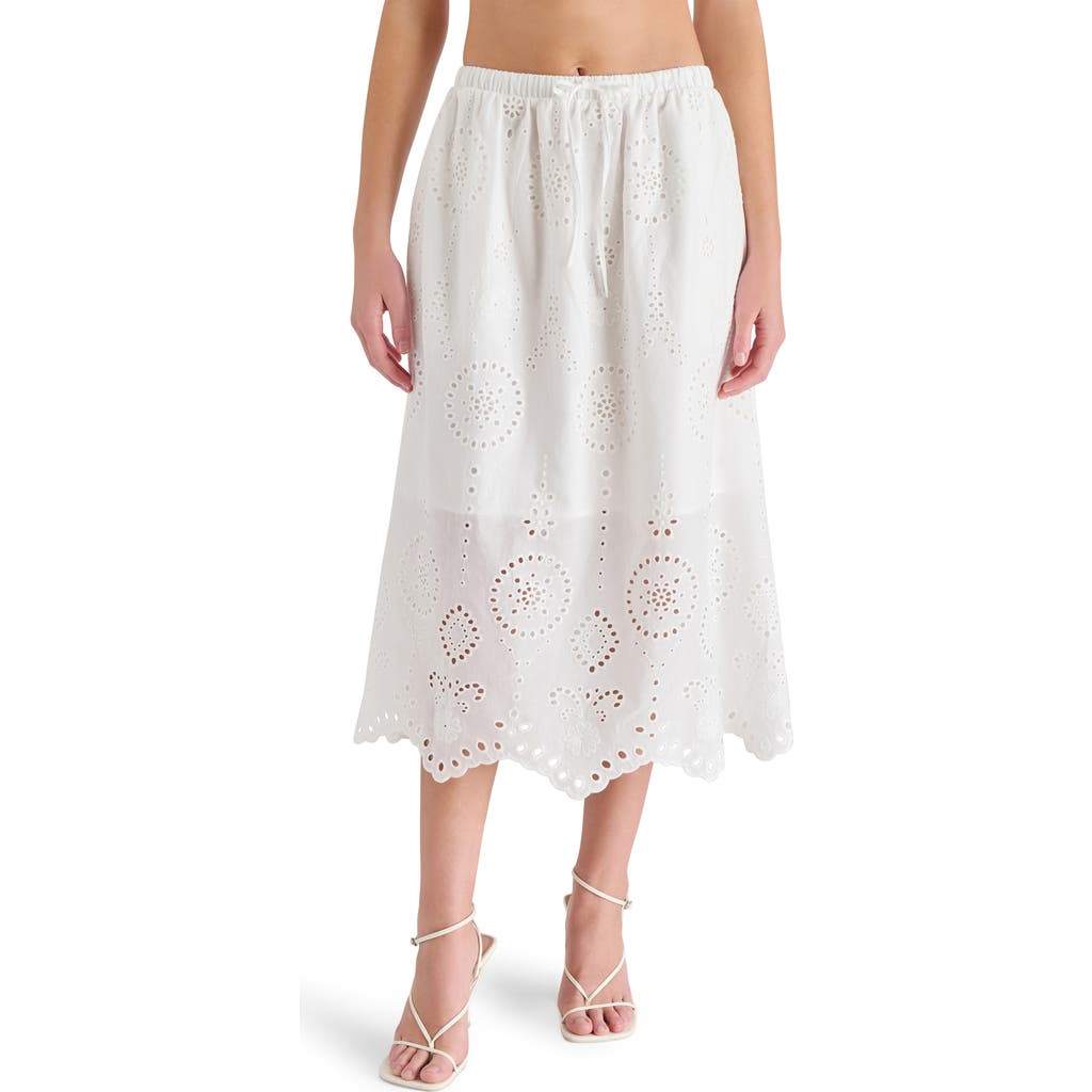 Steve Madden Anaisa Eyelet Embroidered Midi Skirt In Antique