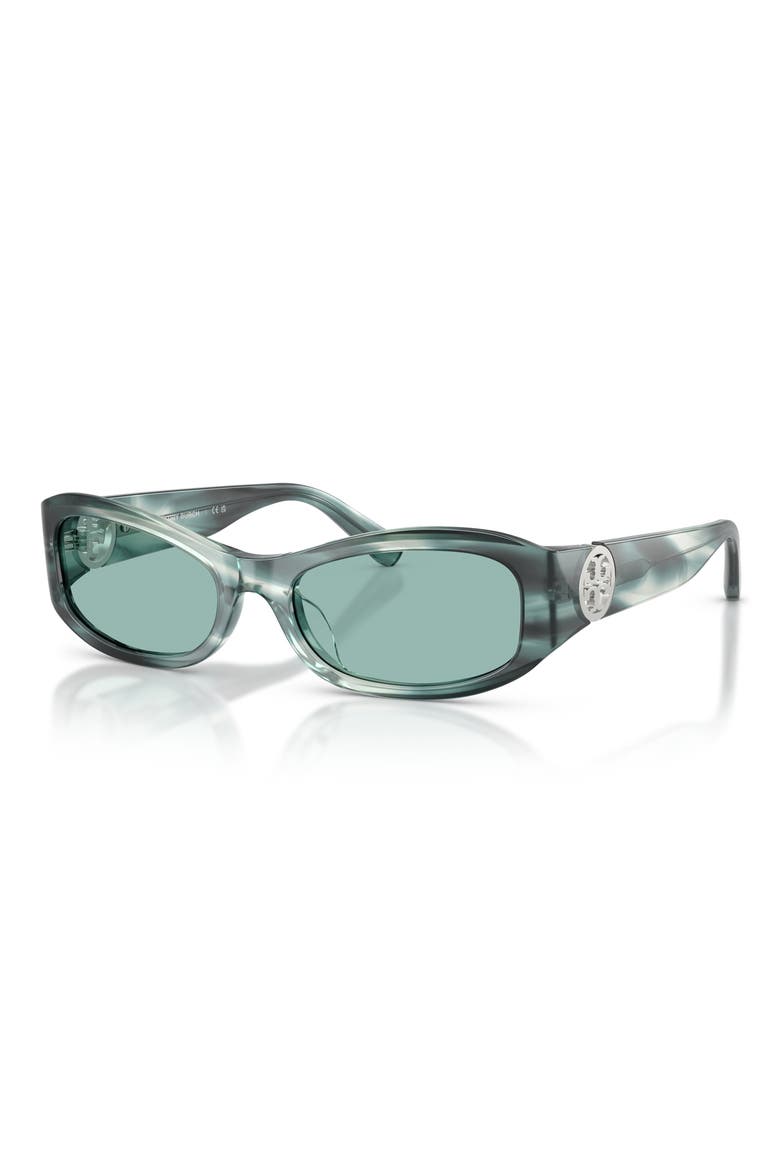 55mm Rectangular Sunglasses, Alternate, color, TEAL STRIATED / PETROL GREEN