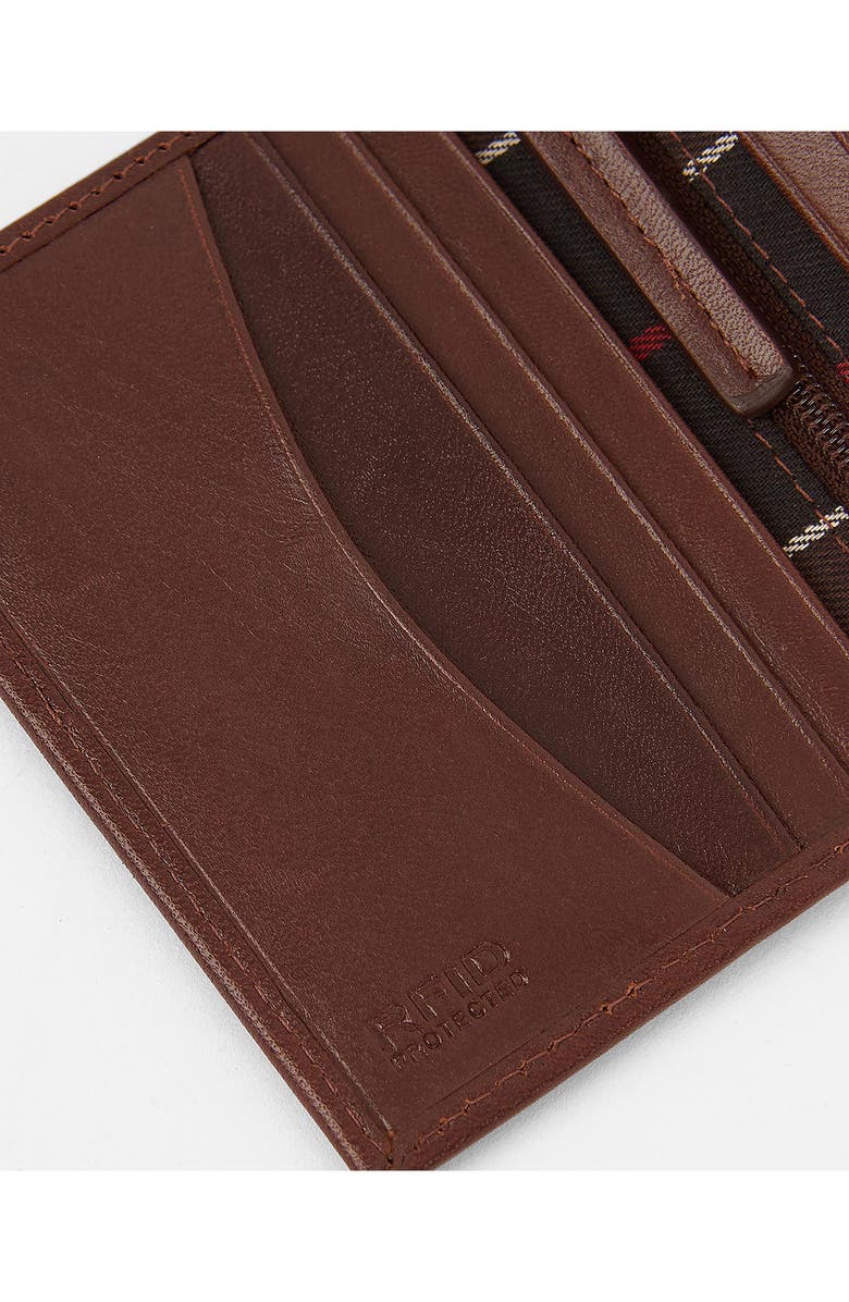Barbour Small Colwell RFID Leather Bifold Wallet, Alternate, color, Brown/ Classic Tartan