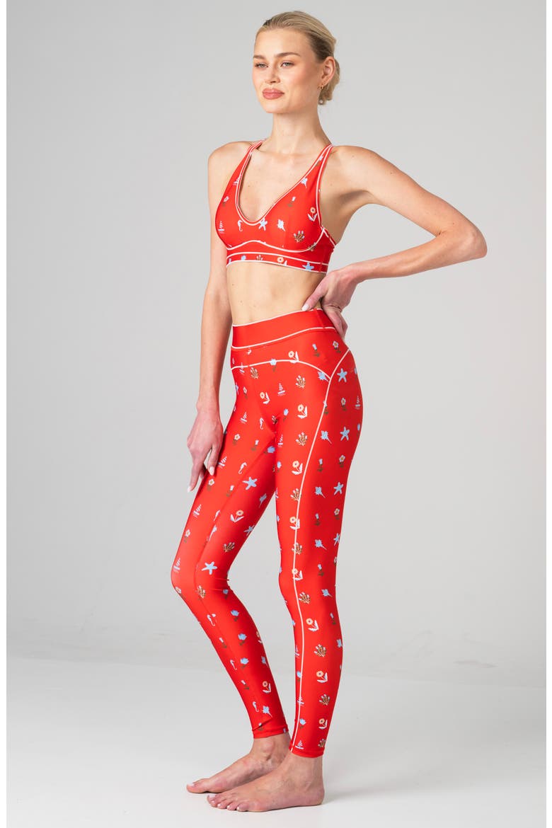 Red Tides High-Waisted Leggings, Alternate, color, Red
