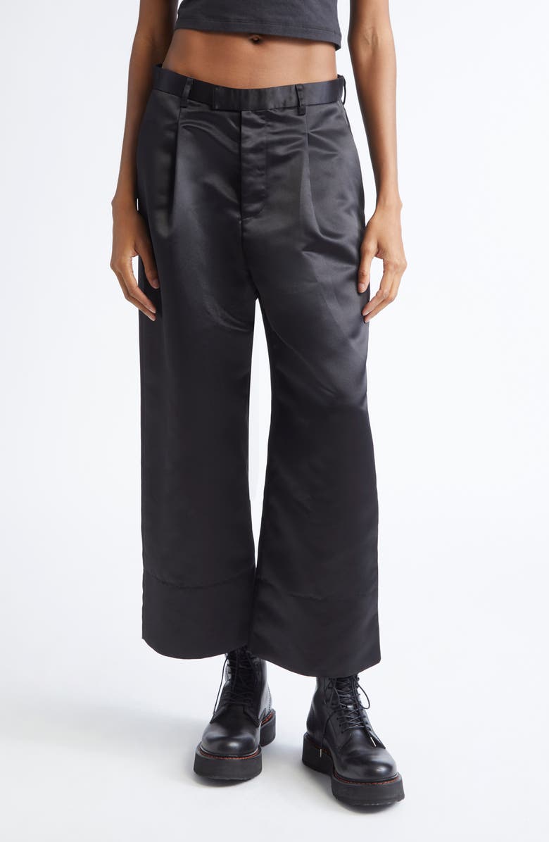 R13 Relaxed Pleated Crop Trousers, Main, color, Black
