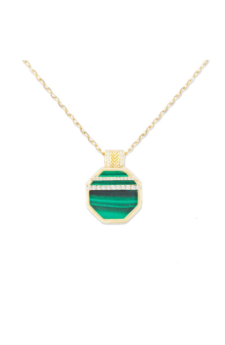 Campbell + Charlotte Spark Octagon Pendant Necklace, Main, color, Malachite & Diamond-Gold