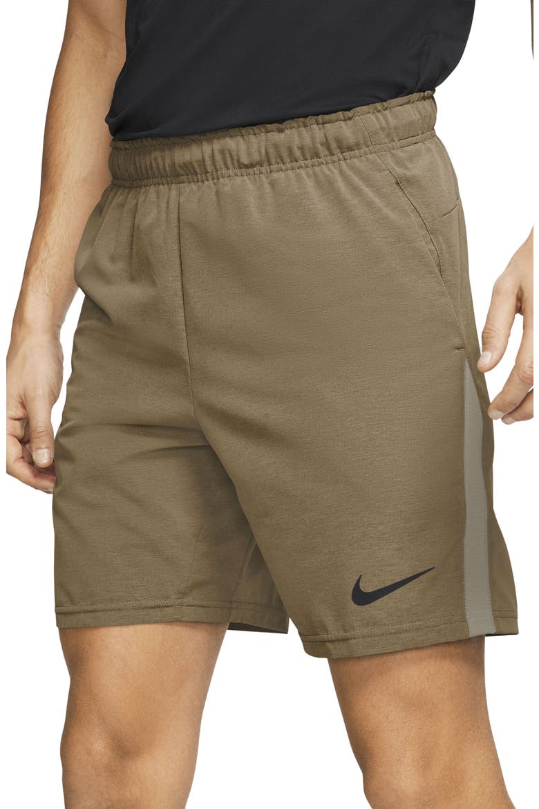 Flex Training Shorts, Main, color, BROWN KELP/ HEATHER/ BLACK
