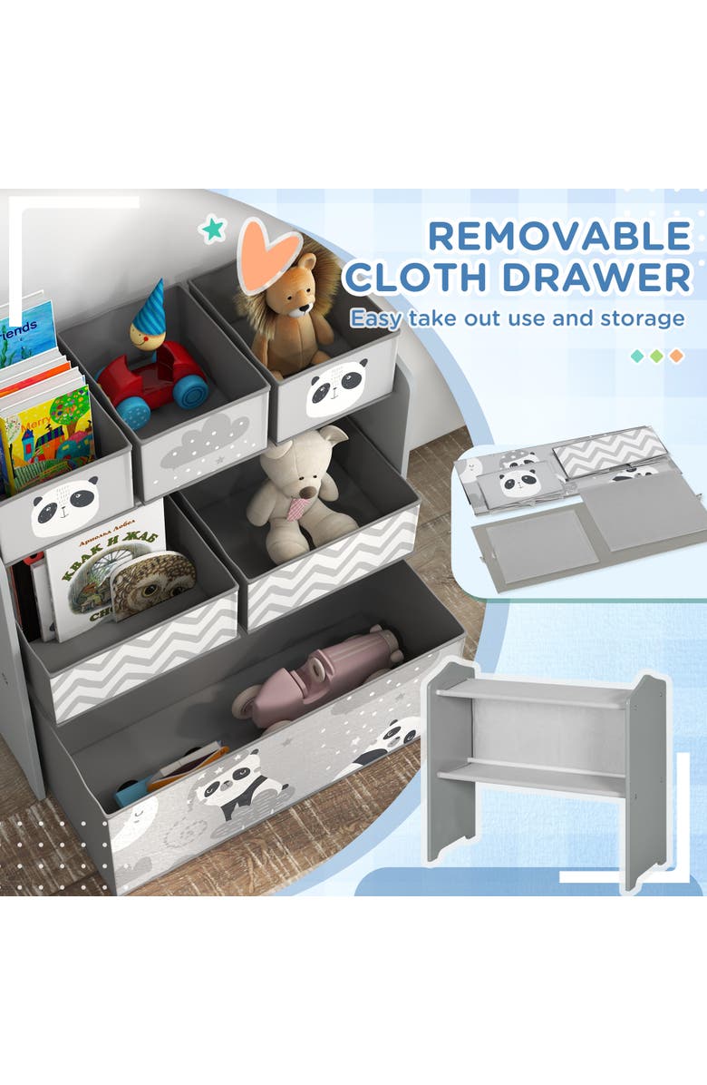 Qaba Toy Organizer with 6 Storage Bins, Kids Bedroom Storage Unit, Alternate, color, 