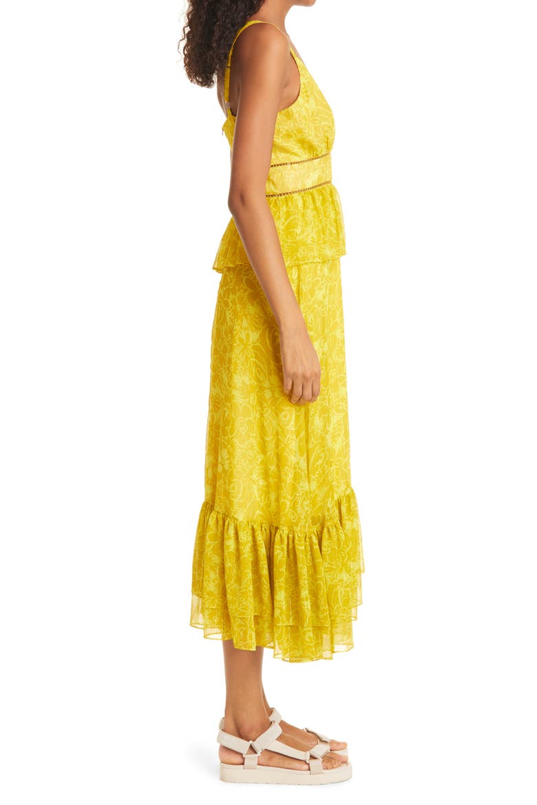 Carla Floral Midi Dress, Alternate, color, OIL YELLOW MULTI