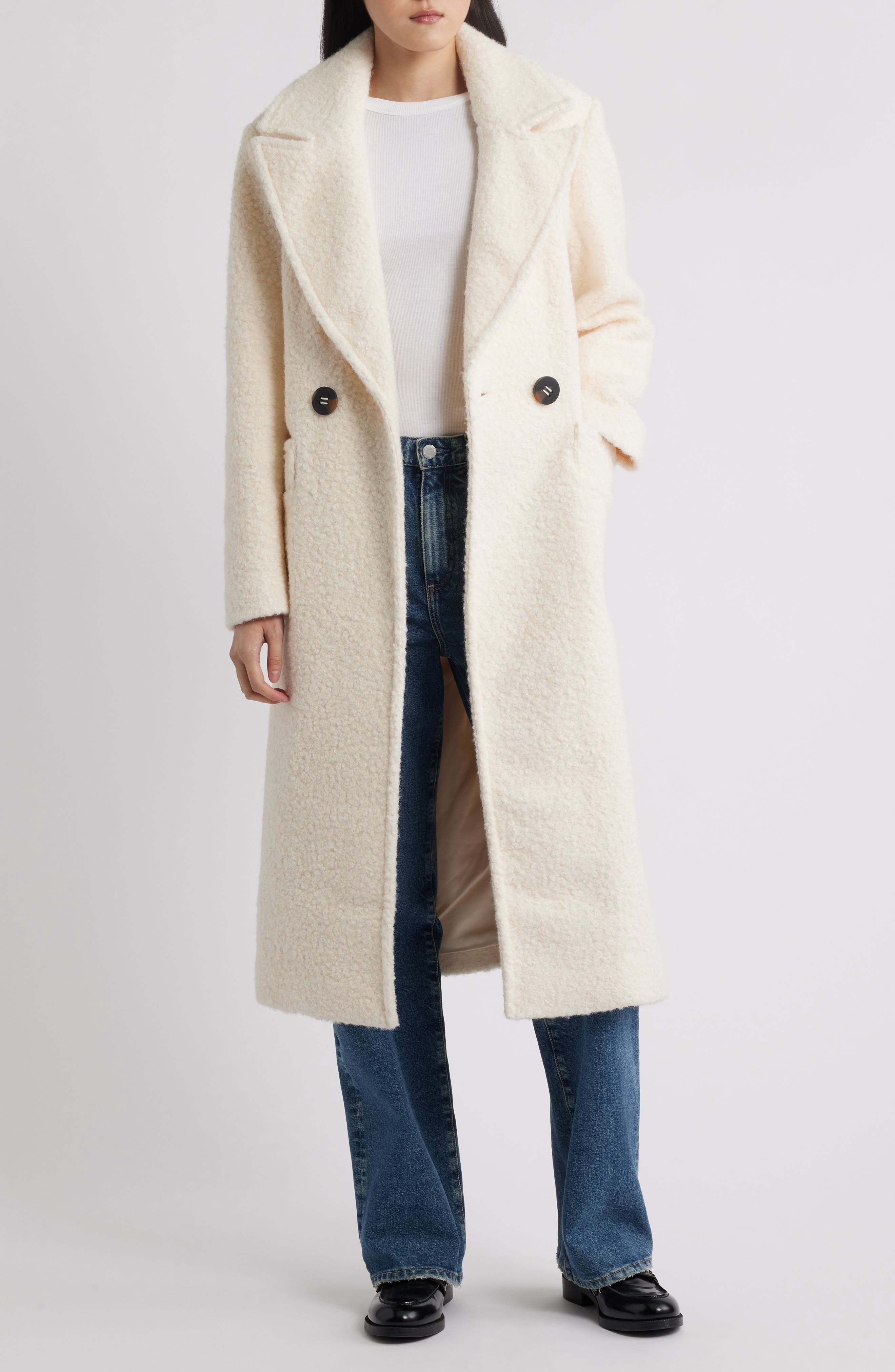 BCBGMAXAZRIA Double Breasted Bouclé Coat (Women) | Nordstrom