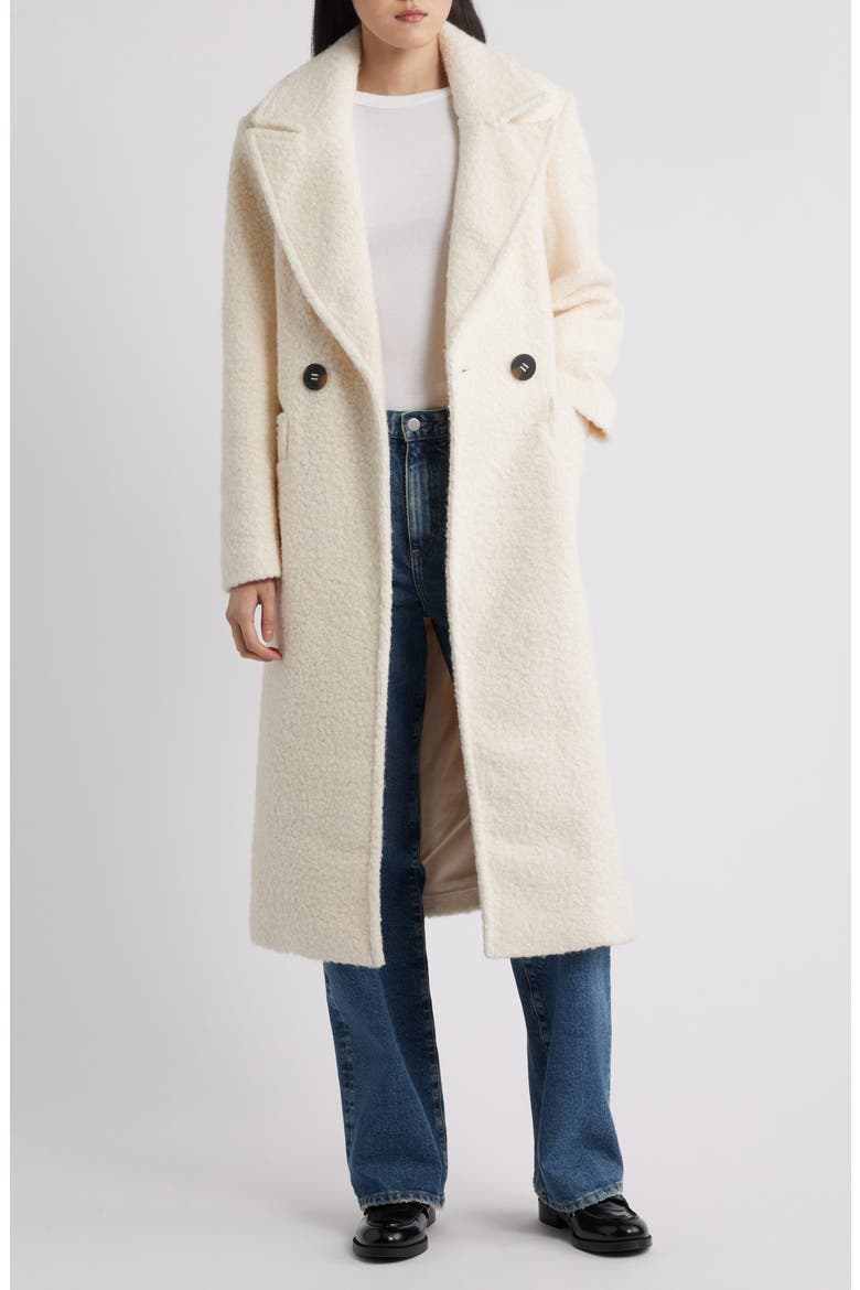 Double Breasted Bouclé Coat, Alternate, color, CREAM