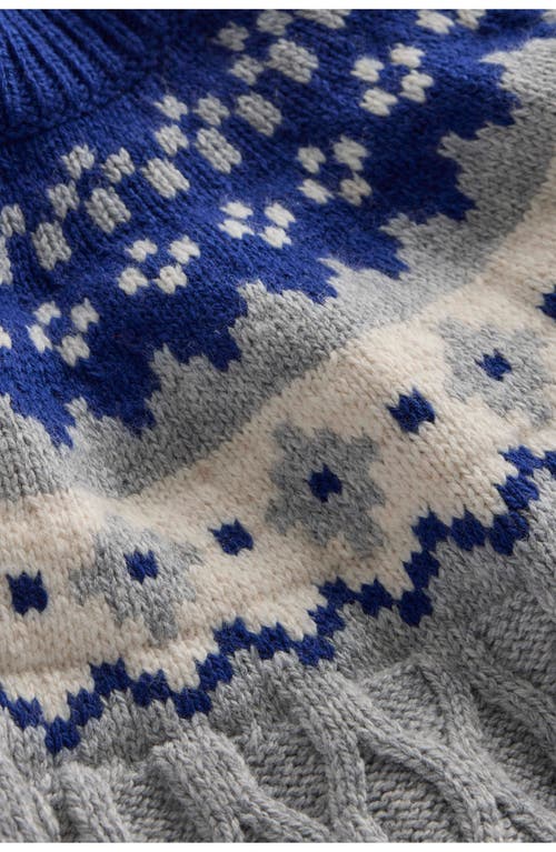 Boden Kids' Fair Isle Crewneck Sweater In Gray