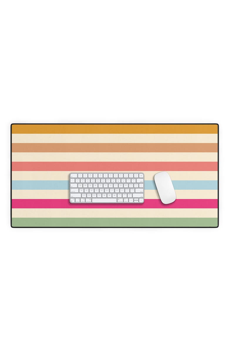 Deny Designs Rainbow Stripes Desk Mat, Alternate, color, Ivory Multi
