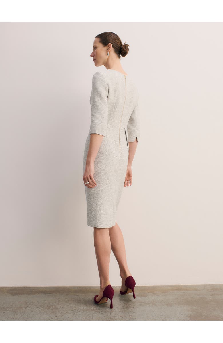 The Fold Eaton Signature Tweed Dress, Alternate, color, Ivory