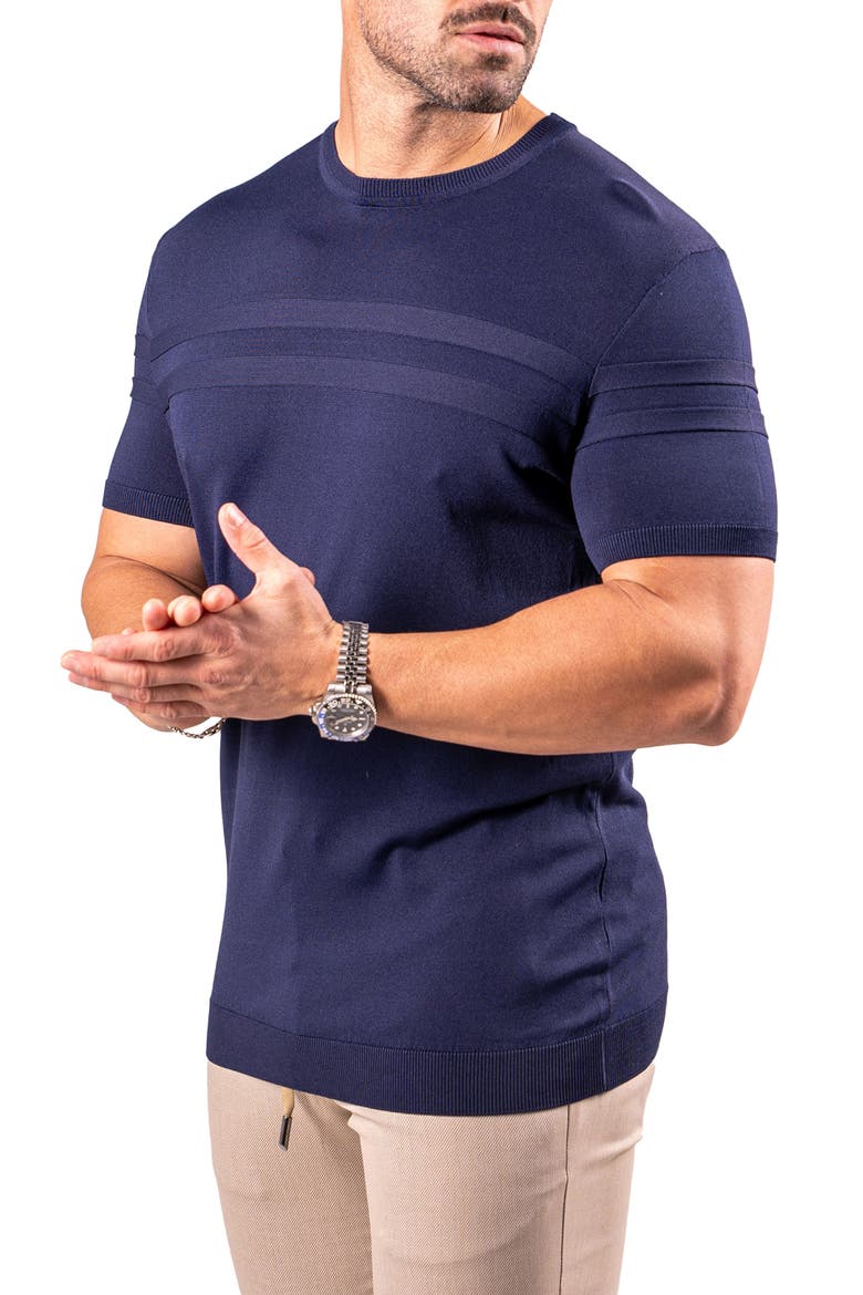 Stripe Short Sleeve Sweater, Alternate, color, BLUE