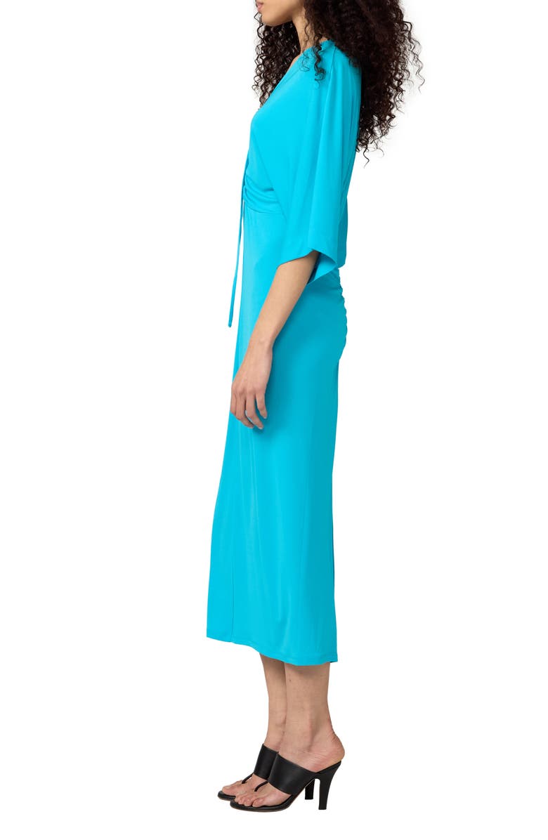 DVF Valerie Center Ruched Midi Dress, Alternate, color, Aquamarine