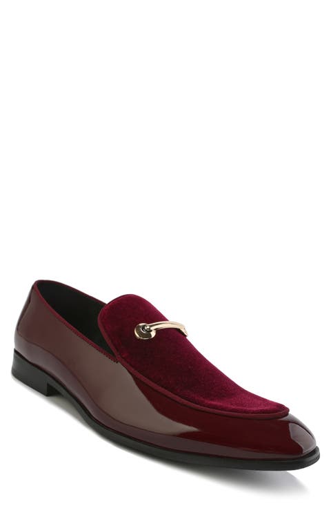Velvet & Patent Leather Bit Loafer (Men)