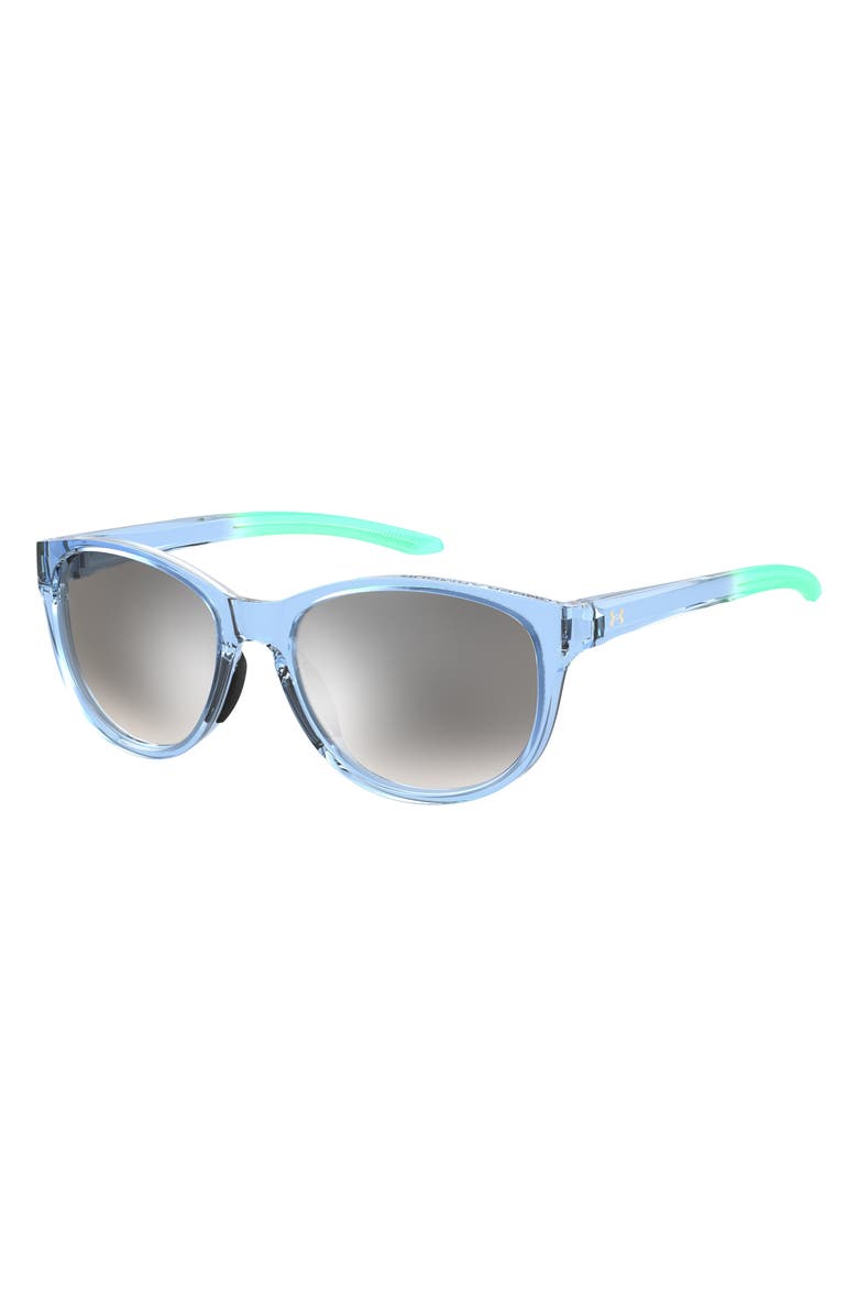 Under Armour 57mm Mirrored Round Sunglasses, Alternate, color, 