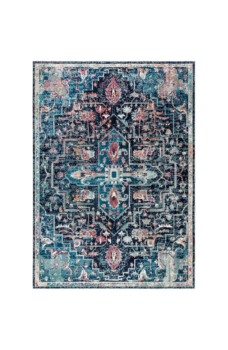 JONATHAN Y Zafra Vintage Medallion Peacock Area Rug, Main, color, Peacock Blue/Navy