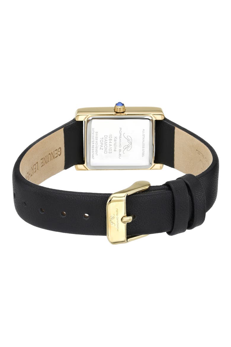 Karolina Diamond & Topaz Leather Strap Watch, 30mm, Alternate, color, BLACK