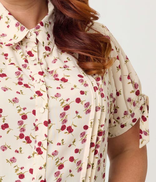 Unique Vintage Plus Size 1950s Tie Cuff Blouse In Neutral