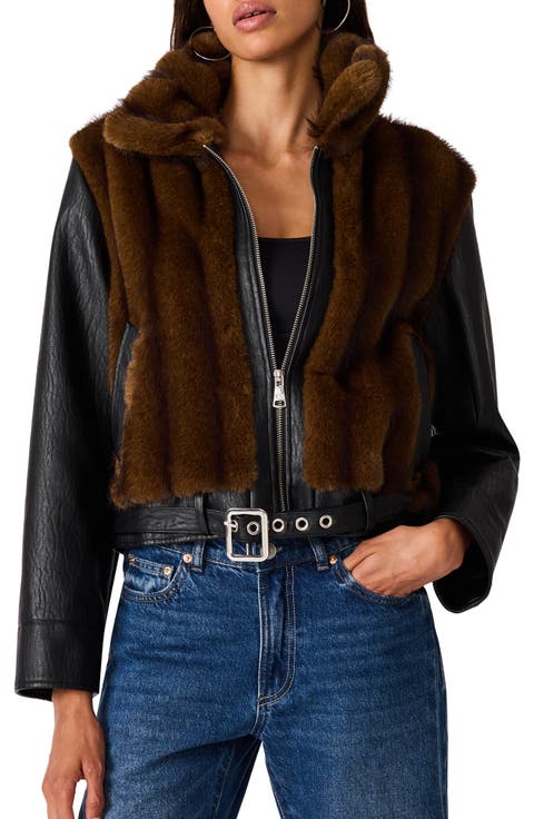 Ryland Faux Fur & Faux Leather Jacket