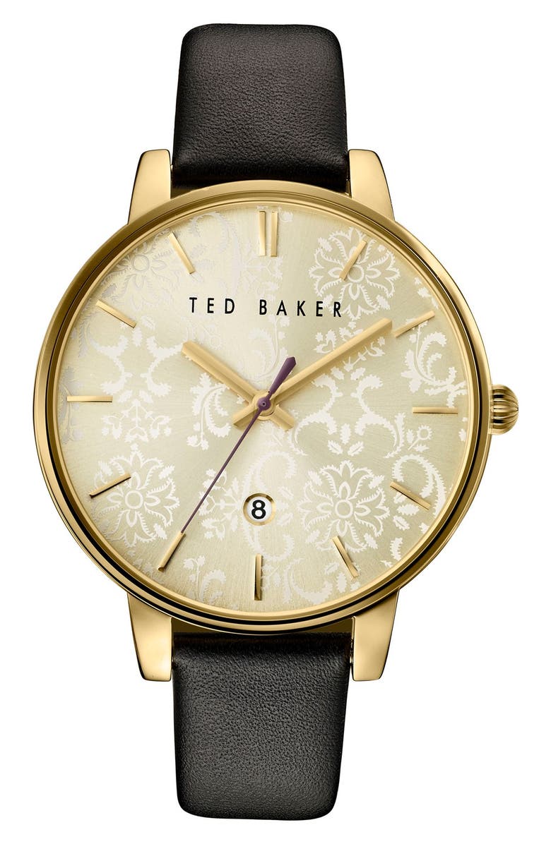 Ted Baker London Leather Strap Watch, 40mm, Main, color,