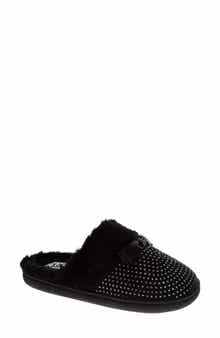 BADGLEY MISCHKA Faux Fur Rhinestone Scuff Slipper
