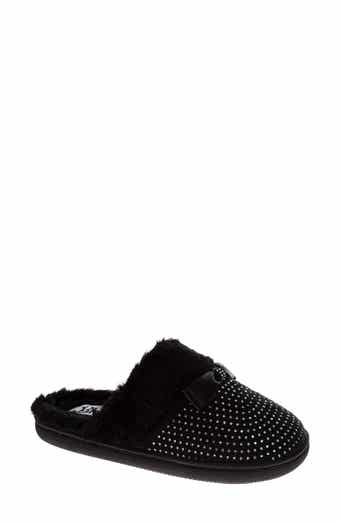Faux Fur Rhinestone Scuff Slipper