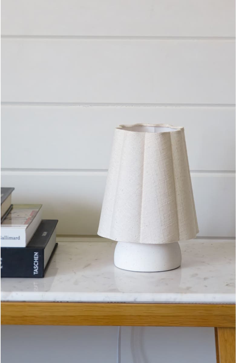 Brightech Kylie 9" Modern LED Desk Lamp with Cream Linen Shade and Ceramic Base, Bulb Included, Alternate, color, Cream