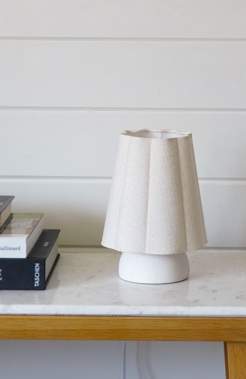 Brightech Kylie 9" Modern Led Desk Lamp With Cream Linen Shade And Ceramic Base, Bulb Included In Neutral