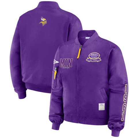 Women's WEAR by Erin Andrews Purple Minnesota Vikings Patch Full-Zip Bomber Jacket